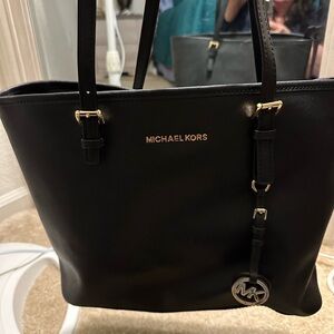 Michael Kors Black Tote with Gold Accents